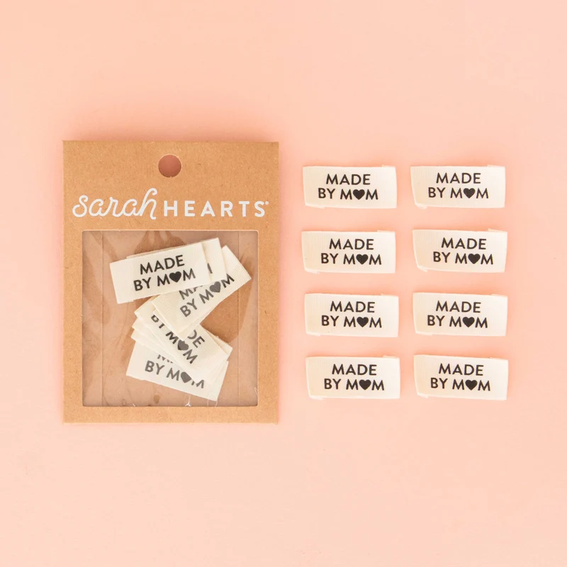 „Made by Mom“ Etiketten aus Bio-Baumwolle – von Sarah Hearts