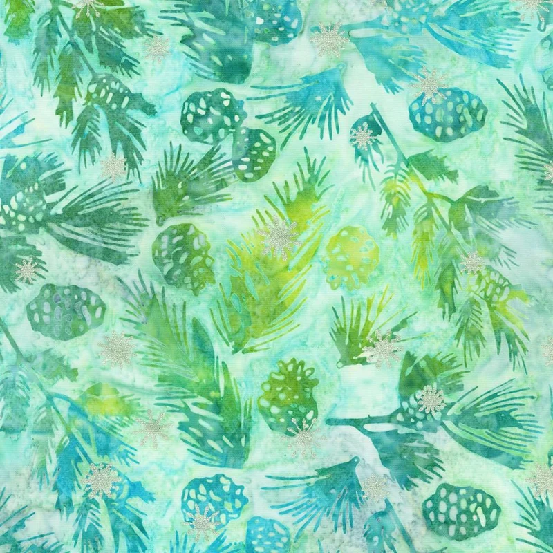 Robert Kaufman, Artisan Batiks, Evergreen Ice Metallic, Turquoise Blue