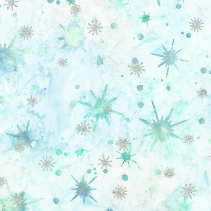 Robert Kaufman, Artisan Batiks, Evergreen Ice Metallic, Ice Blue