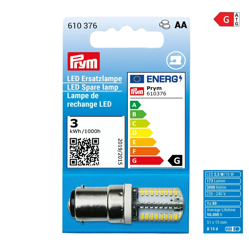 LED Ersatzlampe für Nähmaschinen 2,5W | Bajonettverschluss