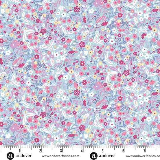 Makower UK, Dance Class-Floral Blue