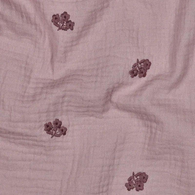 Musselin Stoff gestickte Blumen | Mauve