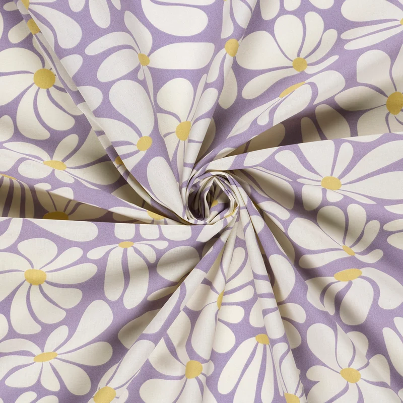 Baumwollpopeline Blumen – Lila