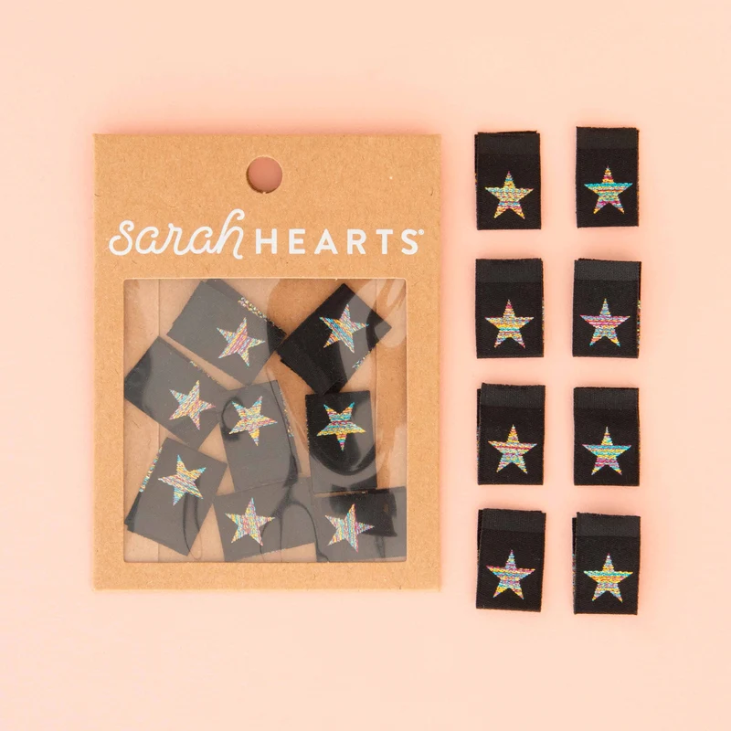 Metallic Regenbogenstern Falz-Etiketten – gewebte Labels von Sarah Hearts