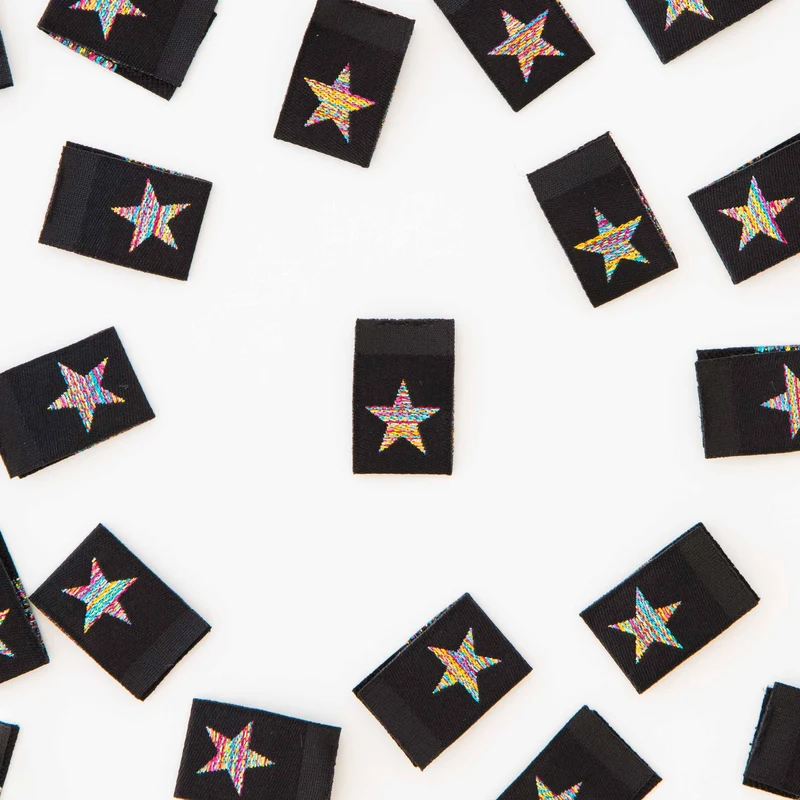 Metallic Regenbogenstern Falz-Etiketten – gewebte Labels von Sarah Hearts