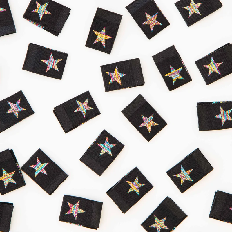 Metallic Regenbogenstern Falz-Etiketten – gewebte Labels von Sarah Hearts