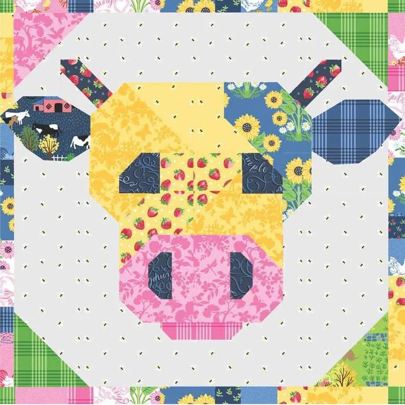 Merry Makers Designs, Patchwork Pasture Wall Hanging Kit - Cow