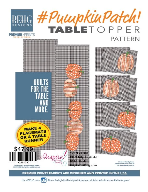 Pumpkin Patch - Table Runner or 4 Place Mats, Canvas Weight