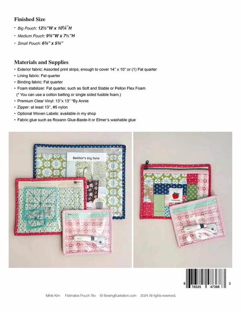Mnki Kim, Flatmates Pouch Trio Bag Pattern