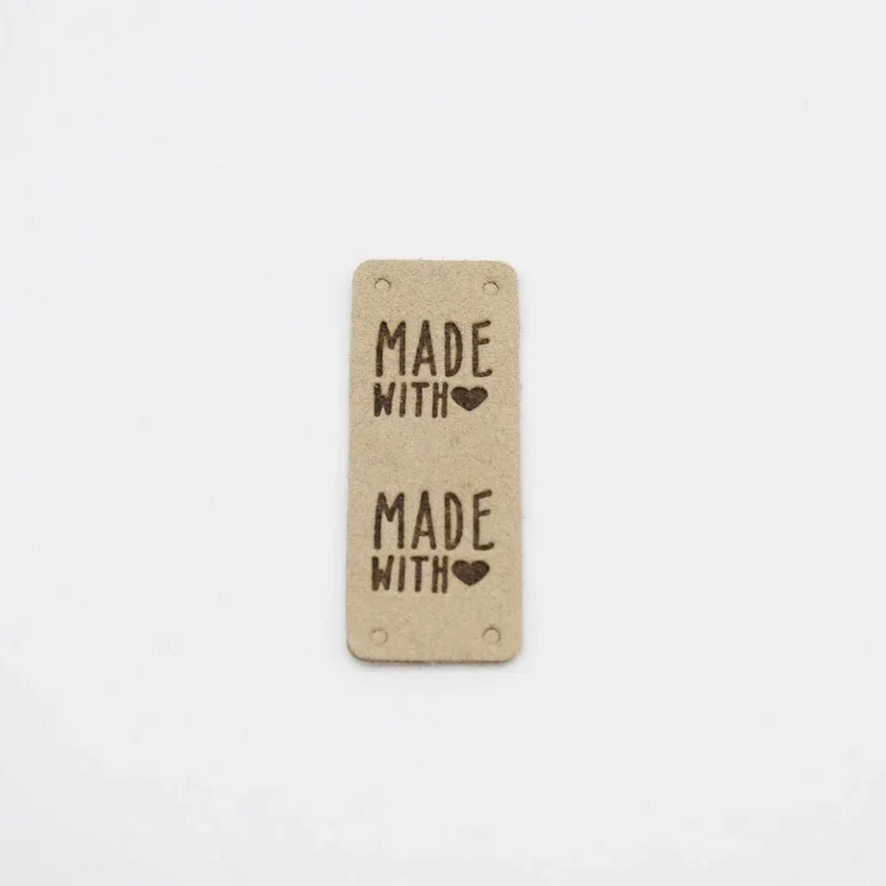 Lederetikett Made with Love | 20x50 mm
