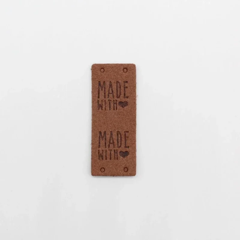 Lederetikett Made with Love | 20x50 mm