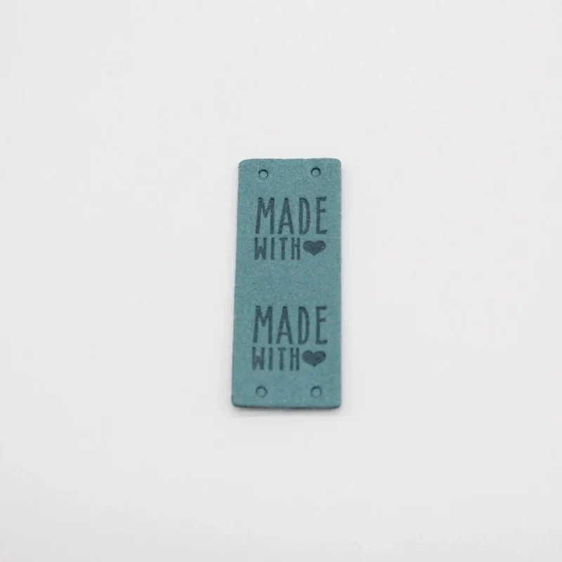 Lederetikett Made with Love | 20x50 mm