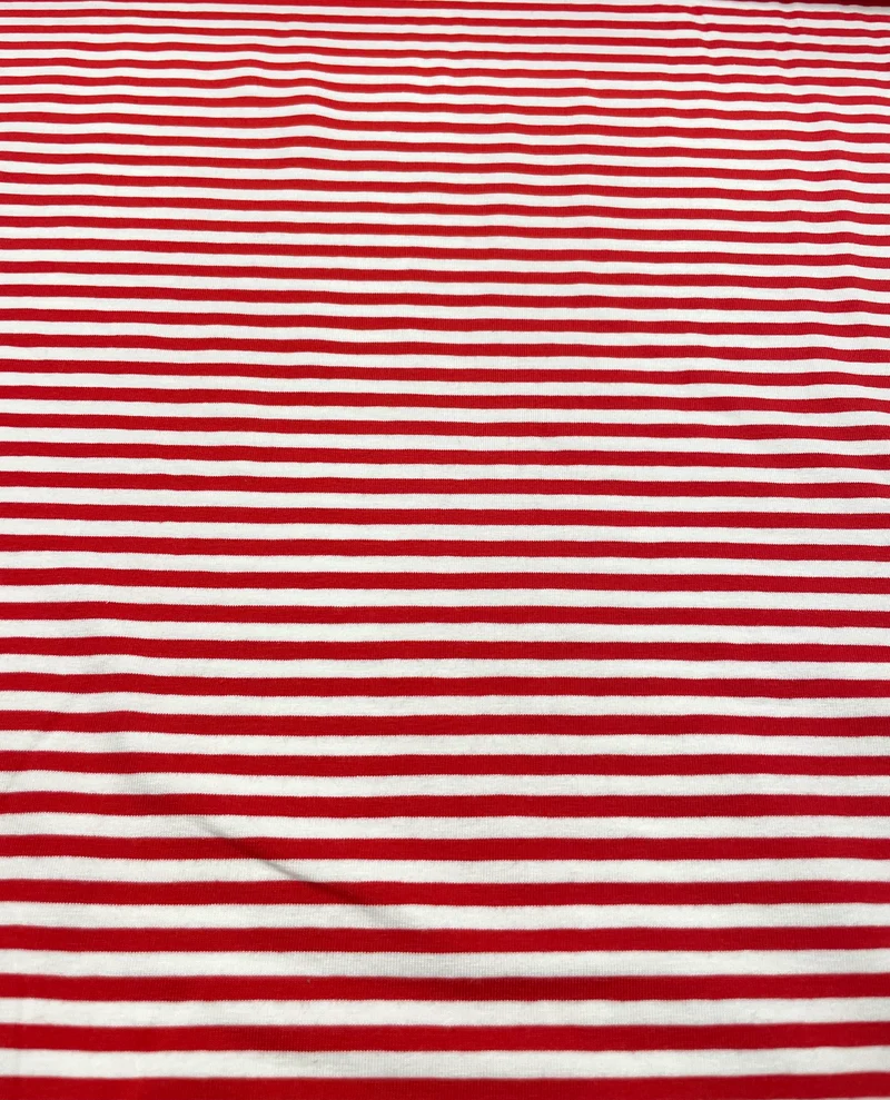 Baumwolljersey Streifen rot/weiß