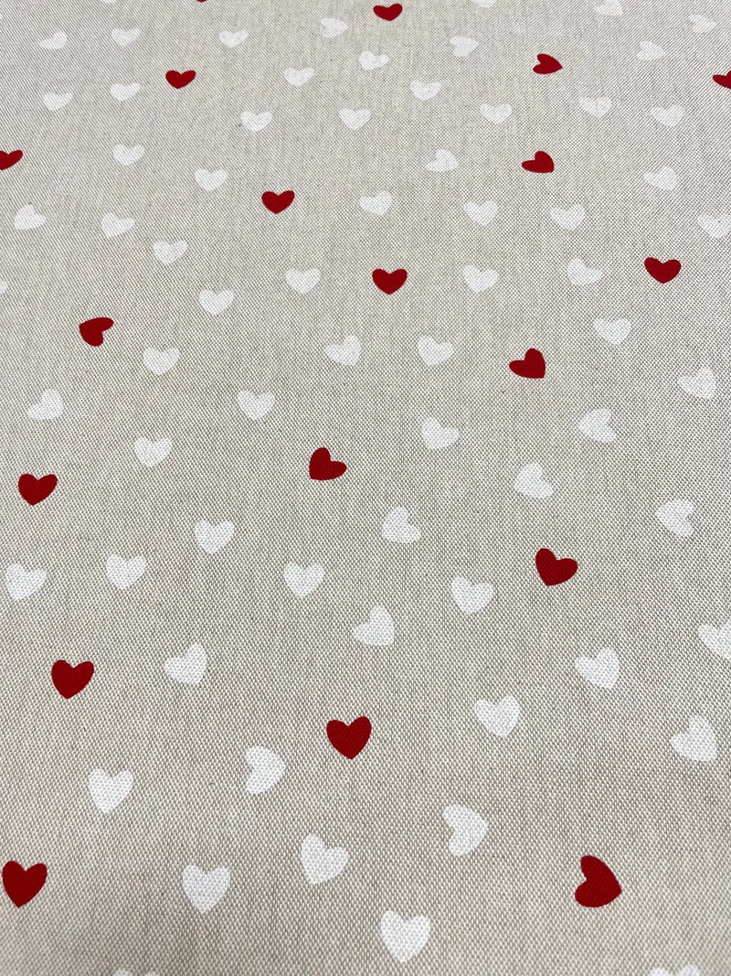 Canvas Leinenoptik Herzen beige Swafing Rudi
