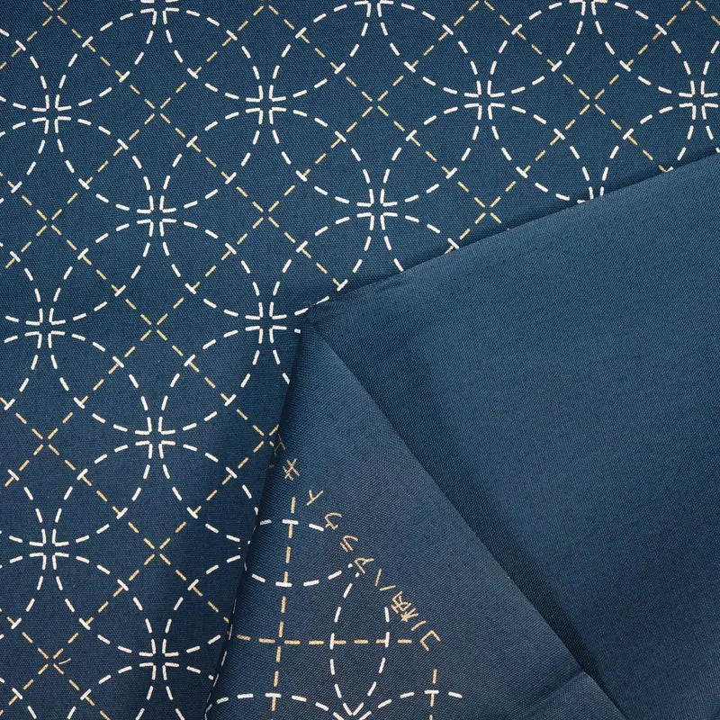 Sashiko Stoff Shippou - Dunkelblau