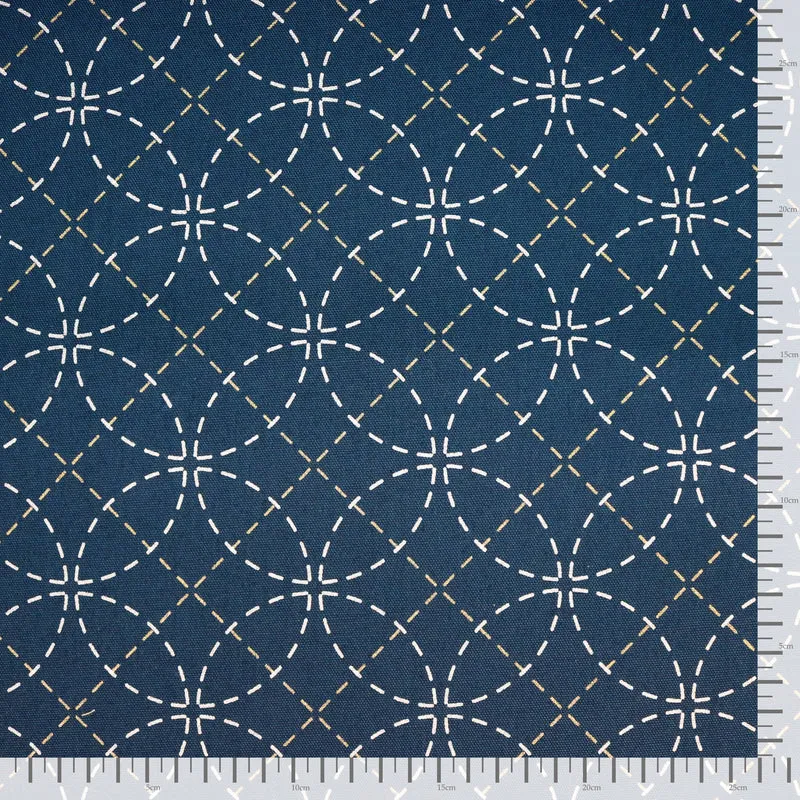 Sashiko Stoff Shippou - Dunkelblau