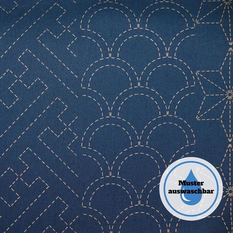 Sashiko Stoff Muster Mix No.2 - Dunkelblau