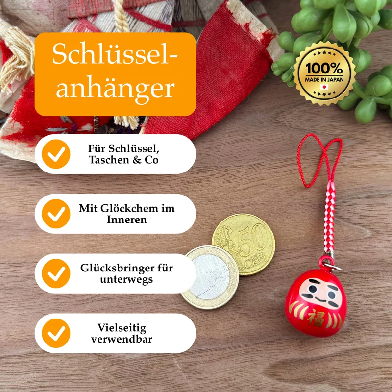 Schlüsselanhänger mit Glöckchen – Daruma