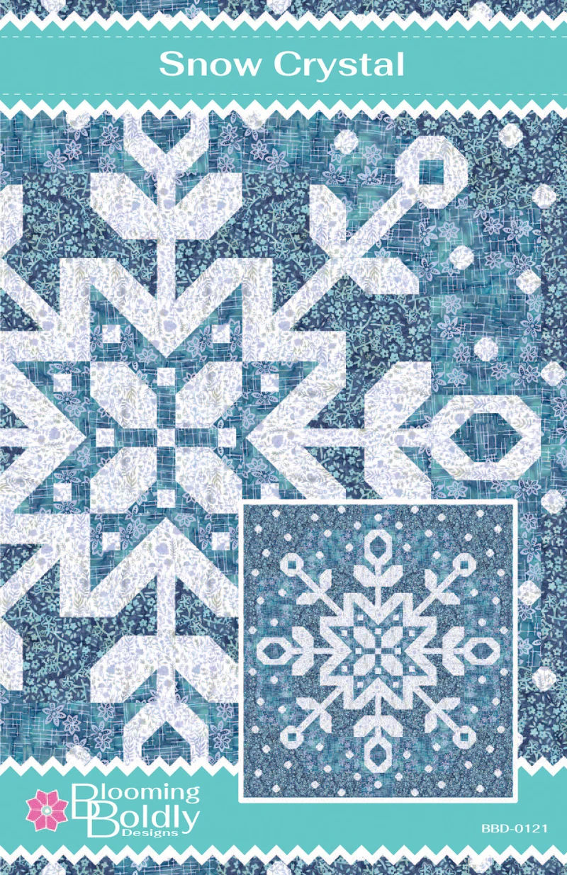 Snow Crystal Quilt Kit in Floral Grid Batiks, 68" X 74"