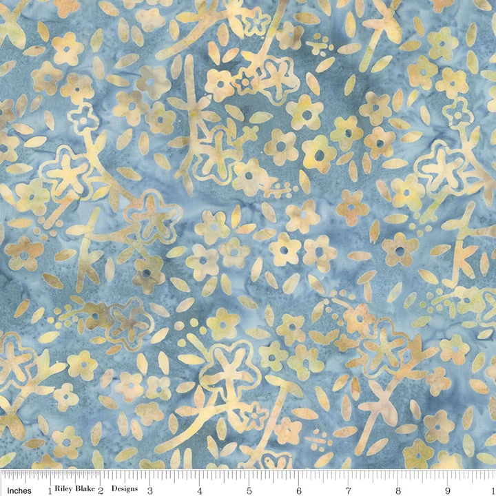 Snow Crystal Quilt Kit in Floral Grid Batiks, 68" X 74"