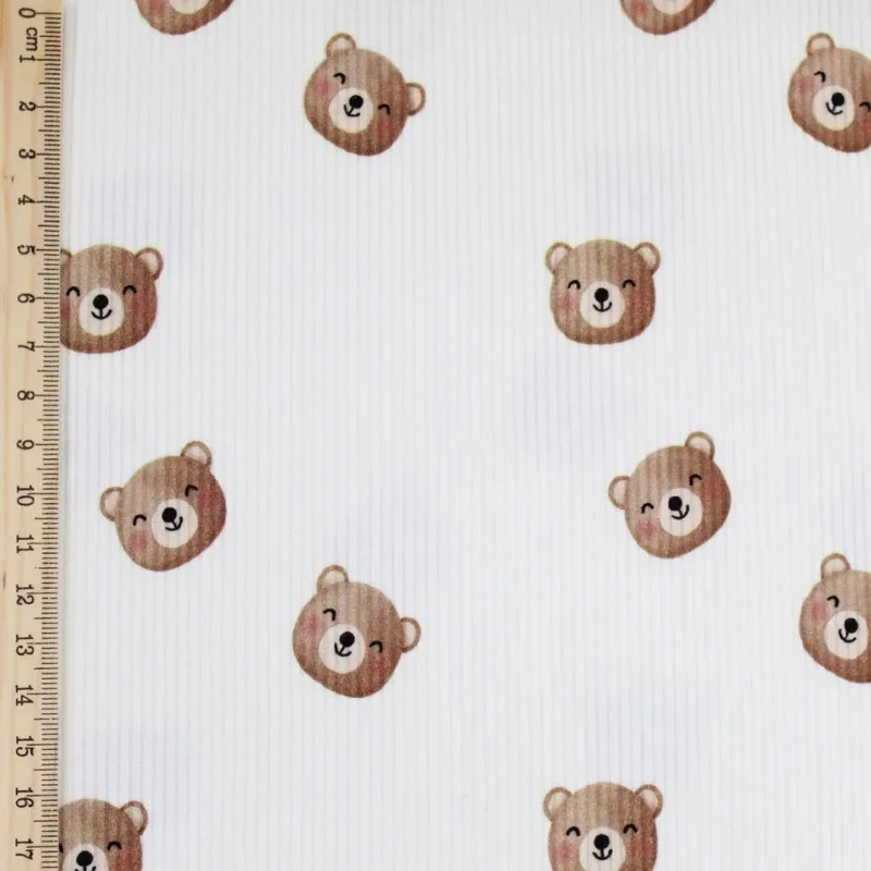 Rippenjersey Bärchen | Ecru