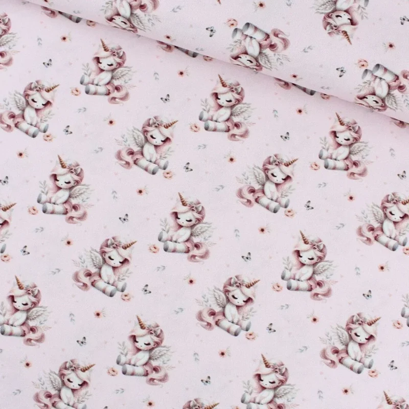 Baumwollstoff Einhörner | Rosa