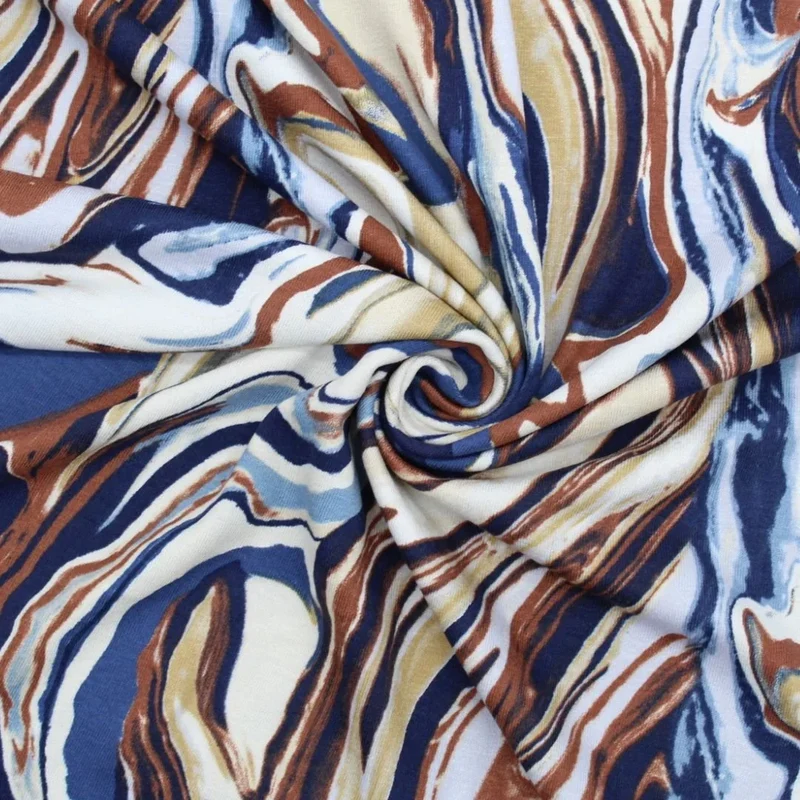 Viskosejersey Wellen | Jeansblau