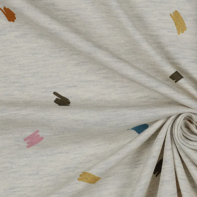 Baumwolljersey melange Striche Glitzer