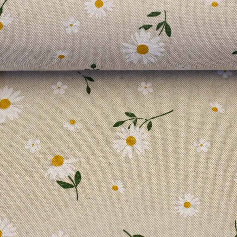 Canvas Leinenoptik Gänseblümchen beige Swafing Petra