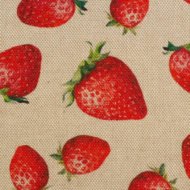 Canvas Leinenoptik Ulli Erdbeeren Swafing beige / rot