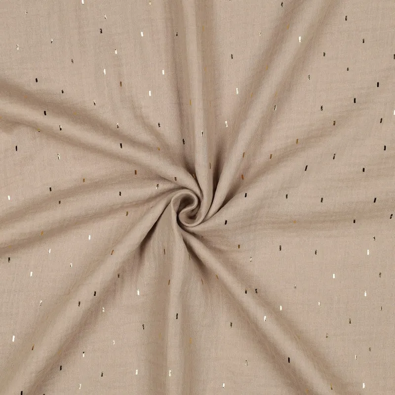 Musselin mit Glitzer beige gold