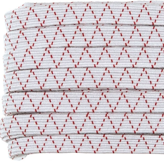 VENO Standard-Elastic 6 mm – weiß mit rotem Zickzackmuster