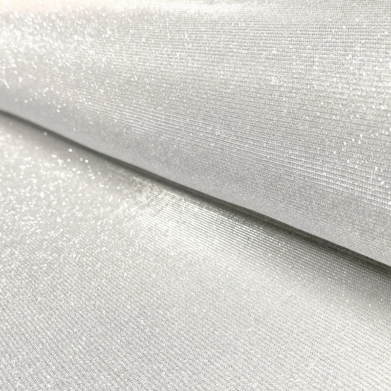 Polyester Jersey Stoff Lurex Uni Silber
