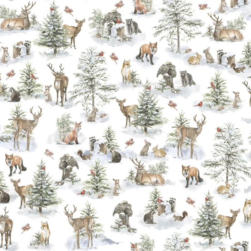 Woodland Whispers-Woodland Creature Allover White