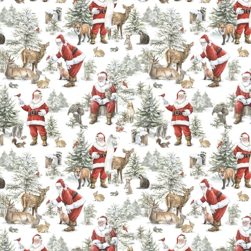 Woodland Whispers-Santa's Woodland Allover White