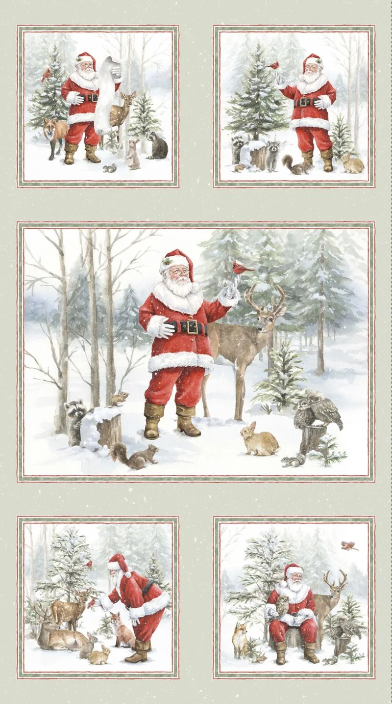 P&B Textiles, Woodland Whispers-24" Santa's Woodland Wonder Panel