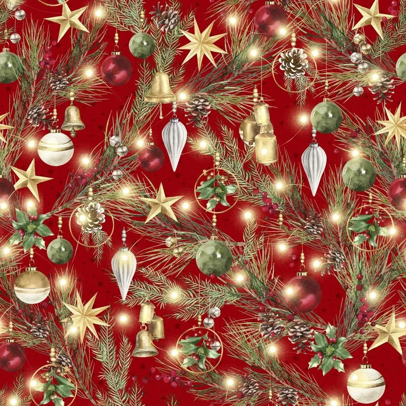 White Owl Fabrics, Merry & Bright, Joy of the Season, Red