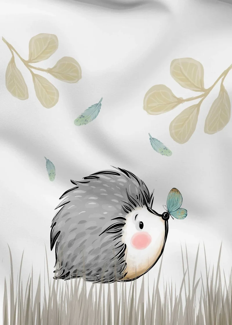 Panel aus Canvas – Igel mit Schmetterling | 39x28 cm
