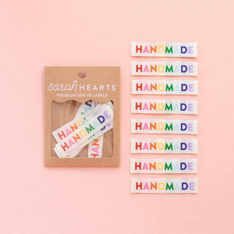 Nähetiketten „handmade“ – Regenbogenfarben