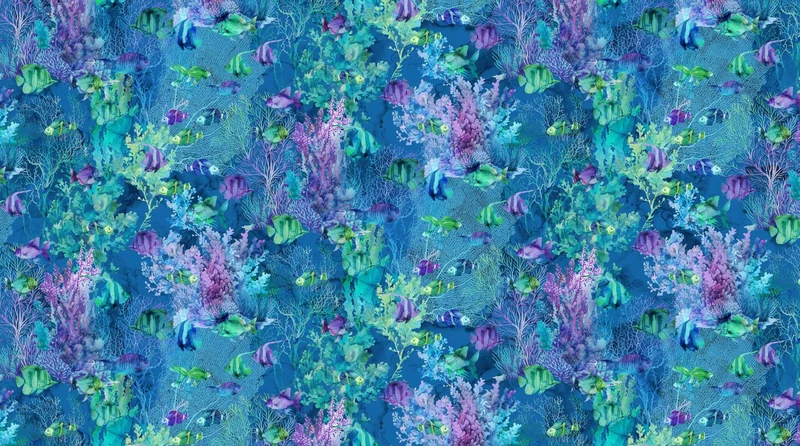 Northcott, Coral Reef, Fish on Dark Blue