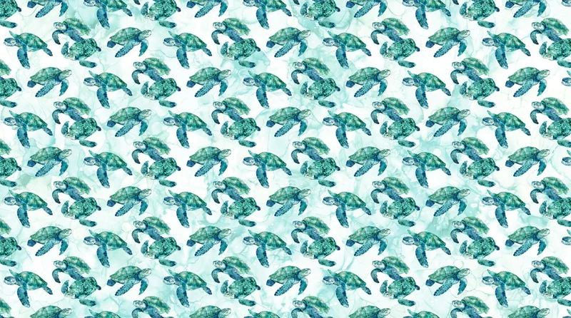 Northcott, Coral Reef, Turtles on Light Blue