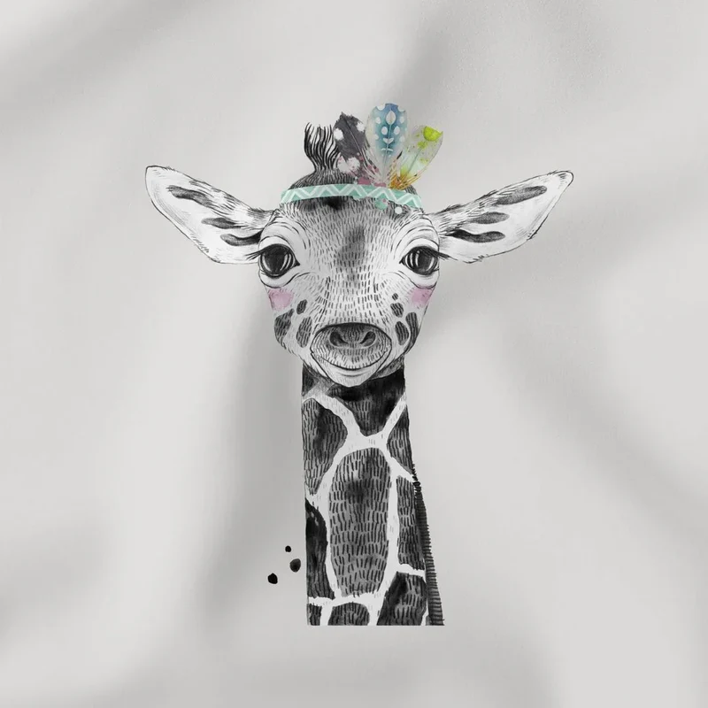 Jersey Panel Giraffe 45x50 cm | Grau