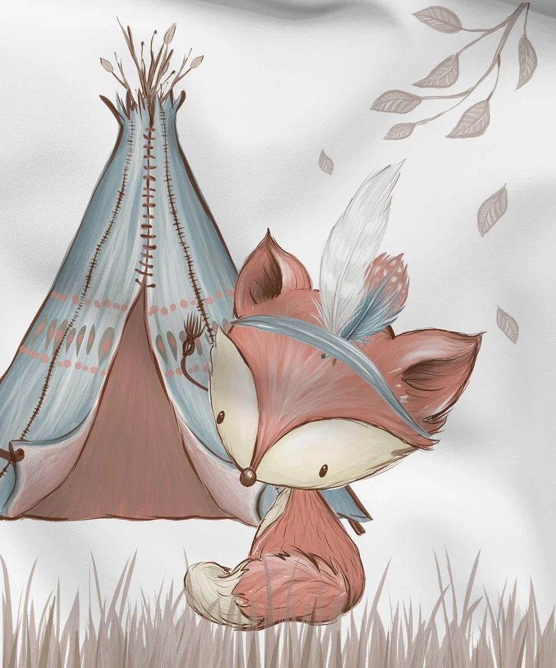 Panel aus Canvas – Fuchs und Zelt | 35x29 cm