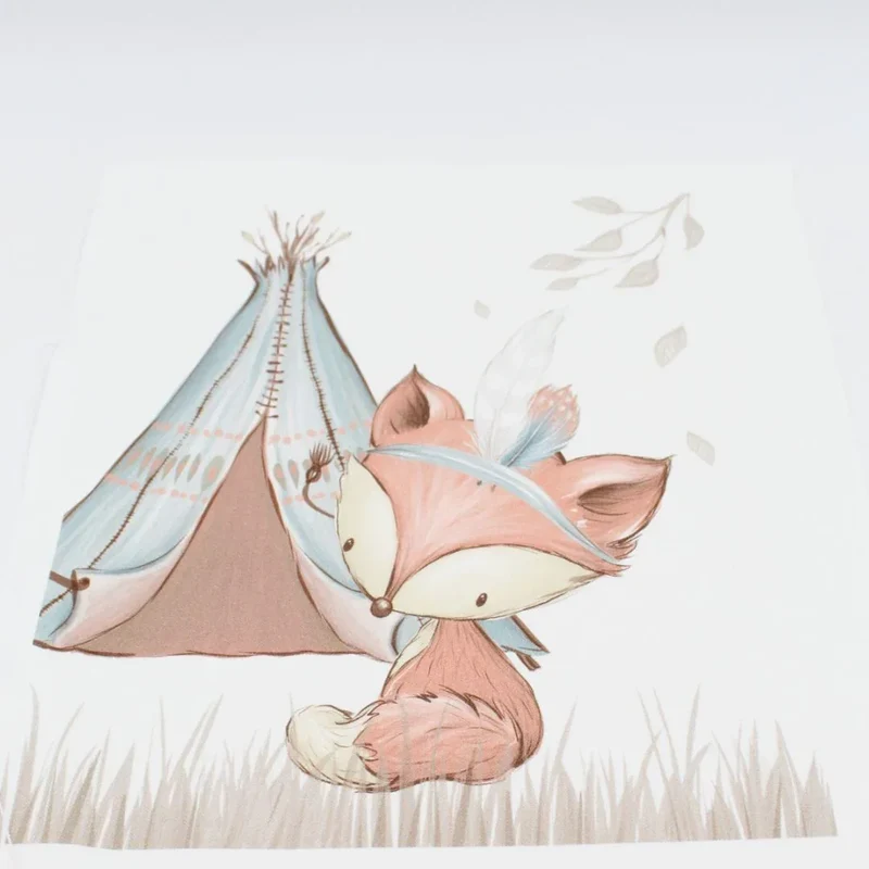 Panel aus Canvas – Fuchs und Zelt | 35x29 cm