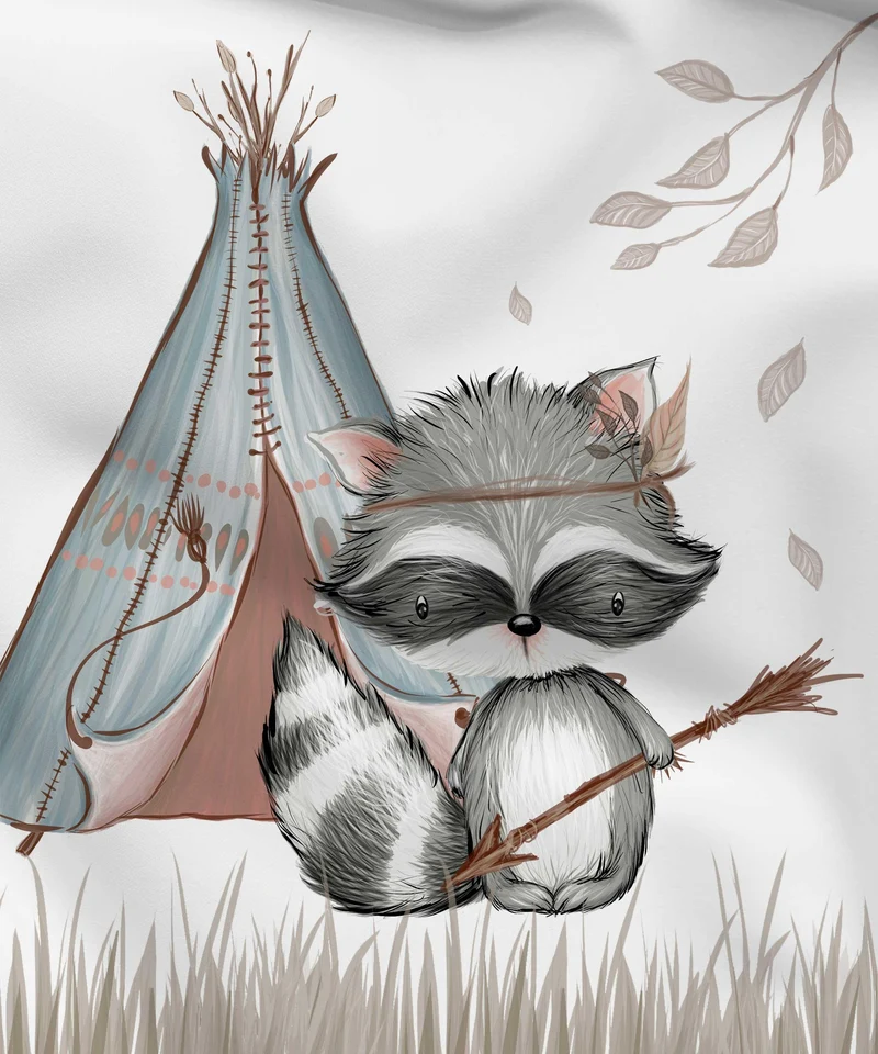 Panel aus Canvas – Waschbär Zelt | 35x29 cm