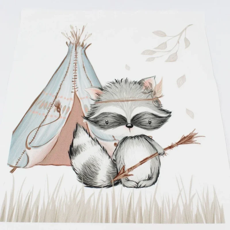 Panel aus Canvas – Waschbär Zelt | 35x29 cm