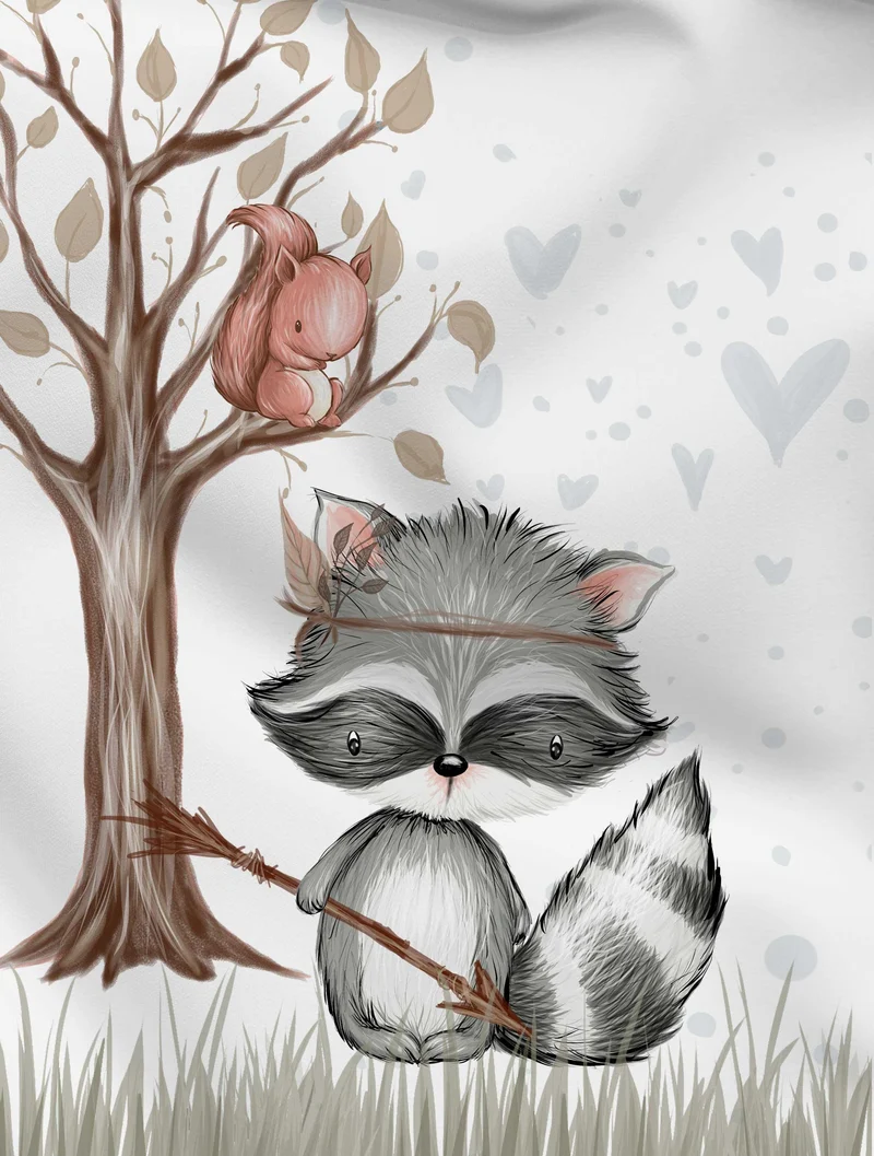 Panel aus Canvas – Waschbär und Eichhörnchen | 39x27 cm