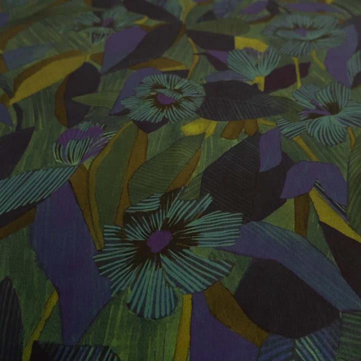 TENCEL™-Webware floral – Blau grün