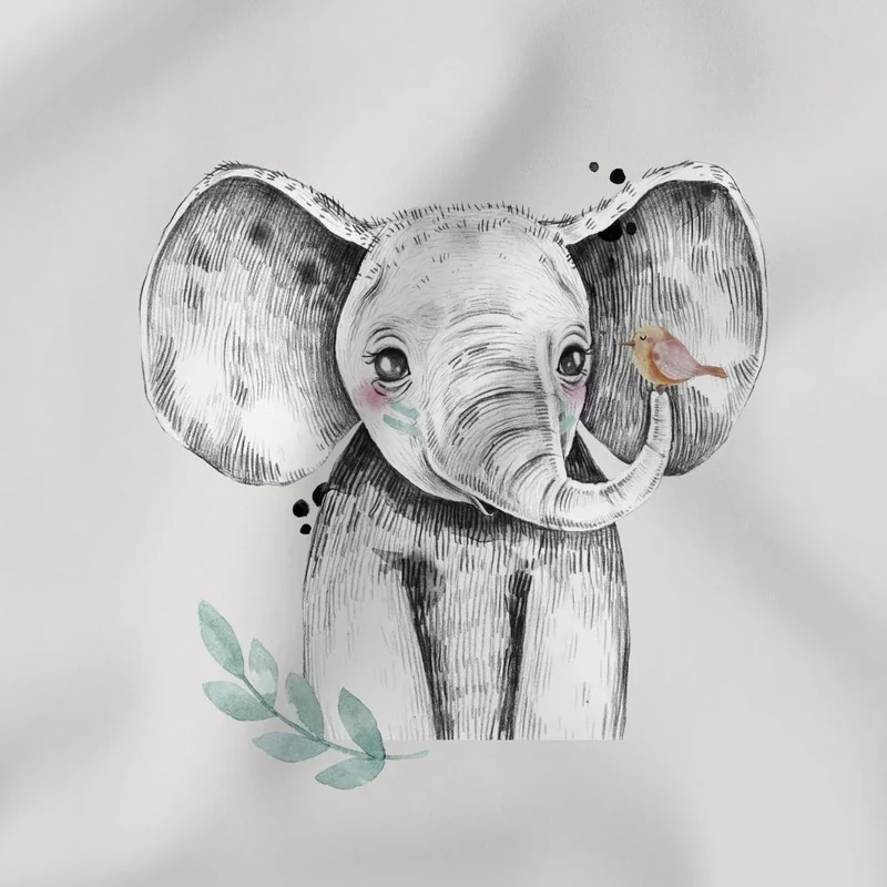 Jersey Panel Elefant 45x50 cm | Grau