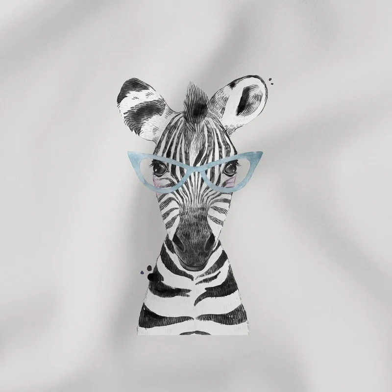 Jersey Panel Zebra mit Brille 45x50 cm | Grau